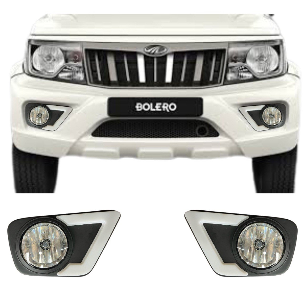 olero fog light with integrated Daytime Running Light (DRL), featuring a round design and bright white LED illumination, mounted on the front bumper of a vehicle.